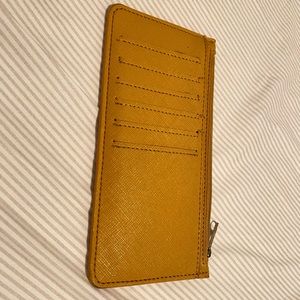 mustard yellow large card case w/ coin zip closure